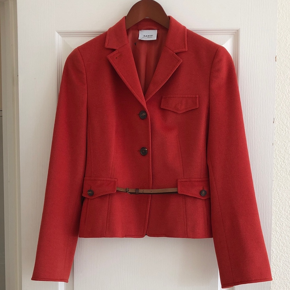 Akris Punto Red Wool Tailored Blazer with Belt